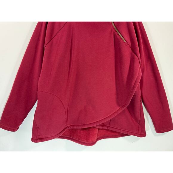 Athleta Cozy Karma Asym Pullover Sweatshirt Red Sz 1X Women’s Fleece - Picture 5 of 10